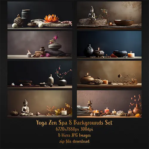 Yoga Zen Spa backgrounds set