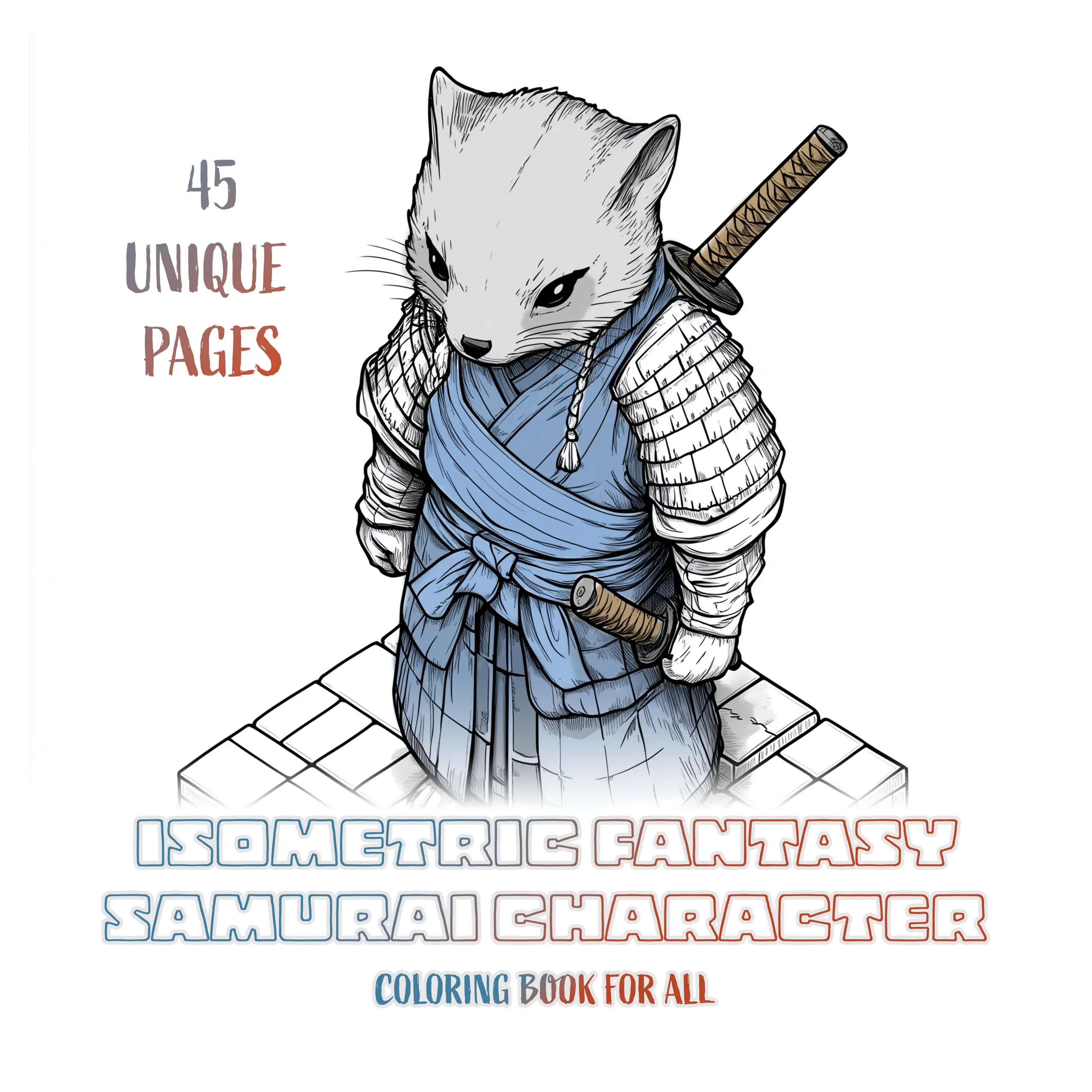 Isometric Fantasy Samurai Characters Coloring E-Book direct download