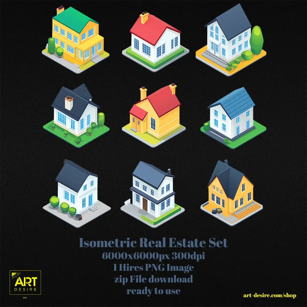 isometric real estate digital assets for direct download